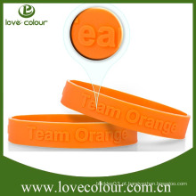 Personalizado pulseira de silicone para casamento / gravado bandas de silicone laranja